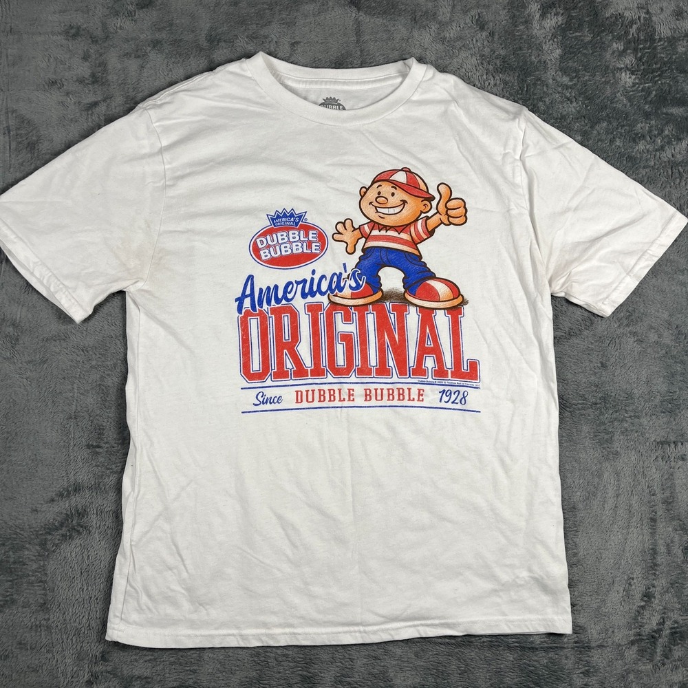Brisco T Shirt Mens XL White Retro Dubble Bubble Graphic Logo Cotton Crew Neck